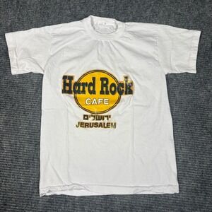 Hard Rock Cafe Jerusalem T Shirt Mens White Graphic Tee
